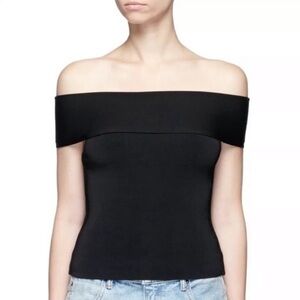T BY ALEXANDER WANG Needle Knit Off Shoulder Top